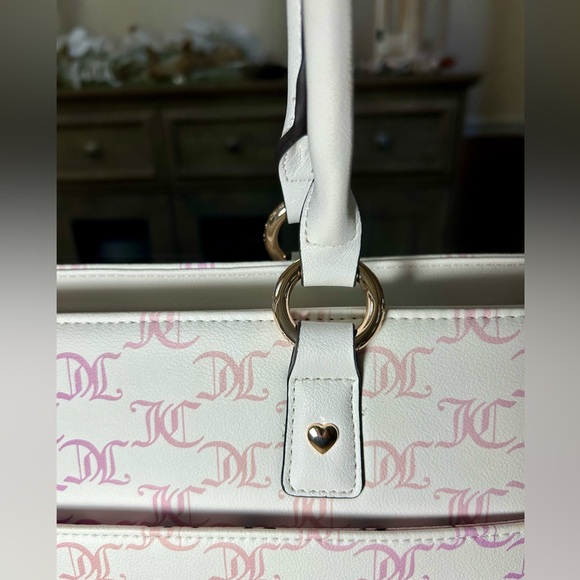 NWT Juicy Couture Bling Logo Tote Bag Pink White Chain Handle Purse HTF - Picture 14 of 14
